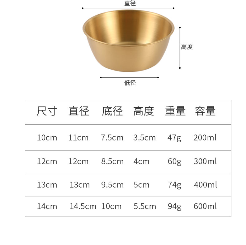 韩式金色米酒碗304不锈钢碗带把手小吃碗韩餐料理店专用碗调料碗 详情9