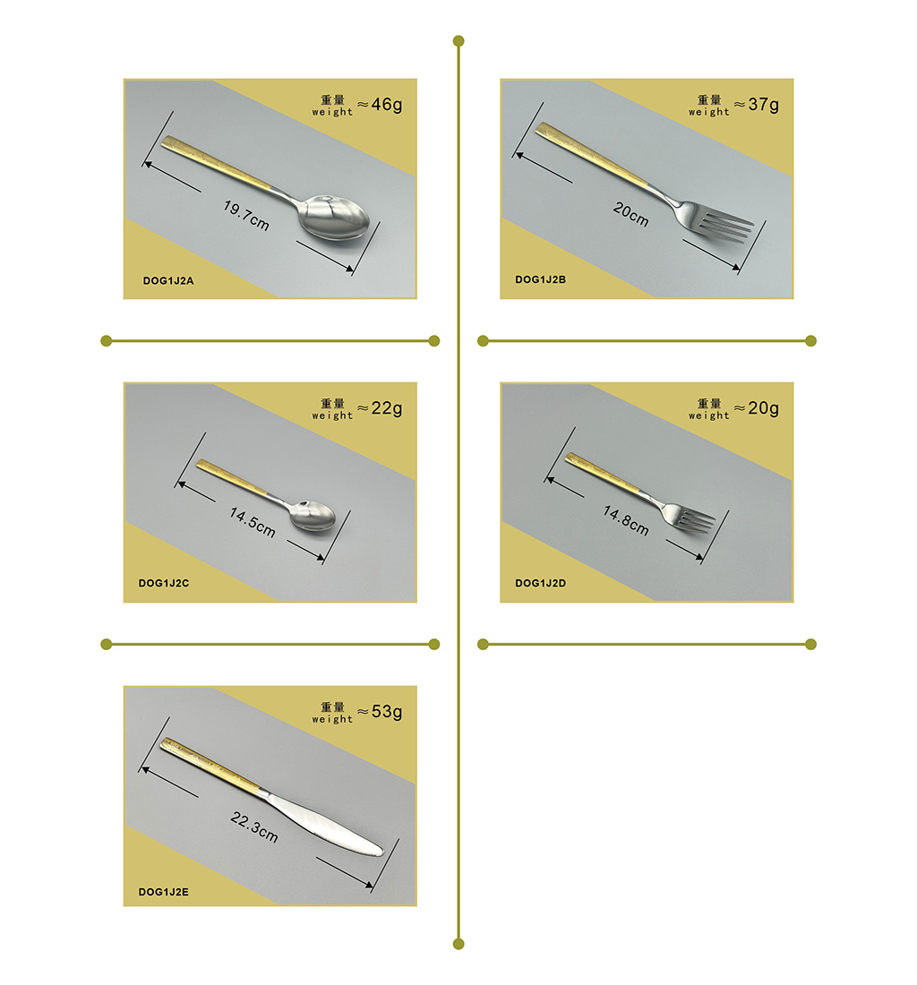 HONSEN鸿盛镀金喷砂不锈钢西餐具刀叉勺调羹汤匙厨卫用品DOG1J2详情14