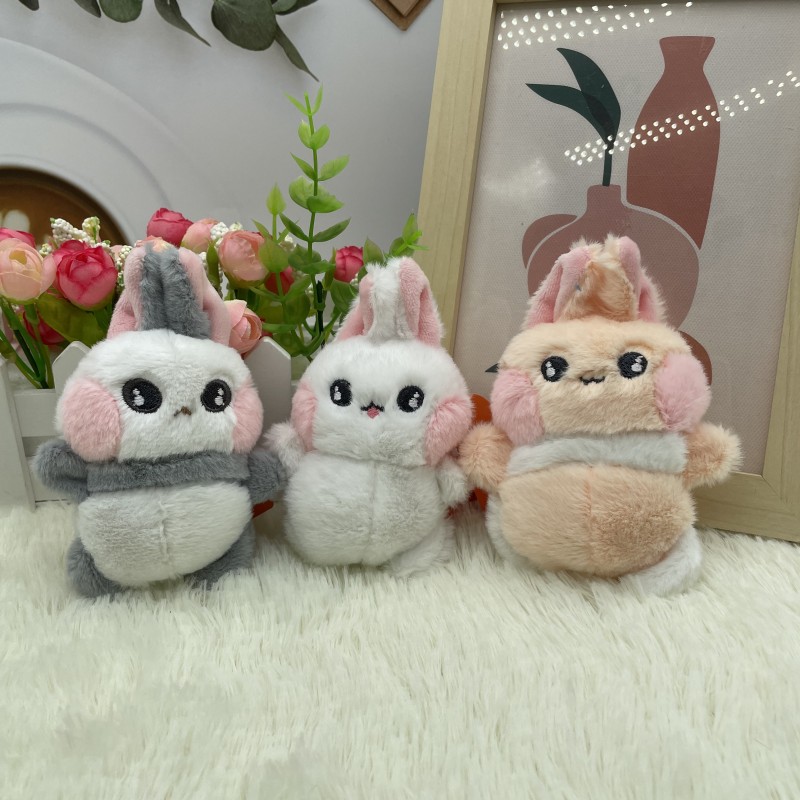 Cute Dodge rabbit plush doll key chain small rabbit doll bag pendant Car key chain pendant supply