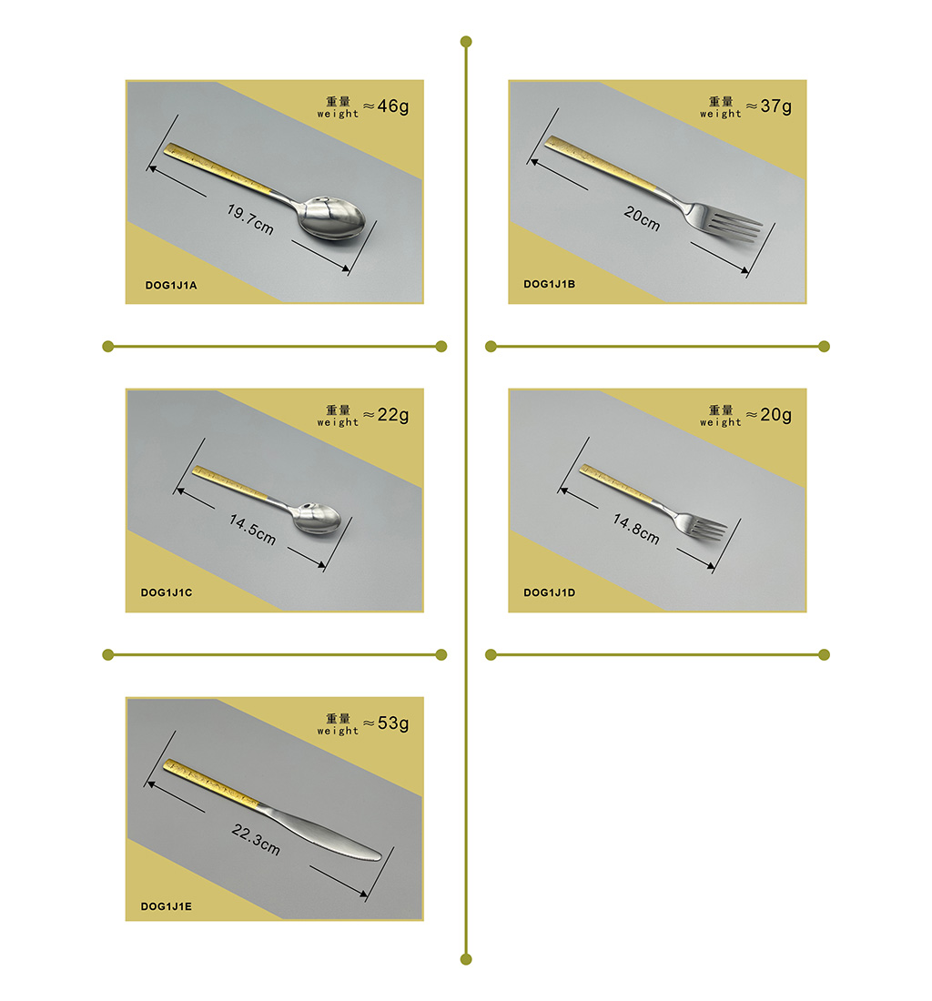 HONSEN鸿盛镀金喷砂不锈钢西餐具刀叉勺调羹汤匙厨卫用品DOG1J1详情12