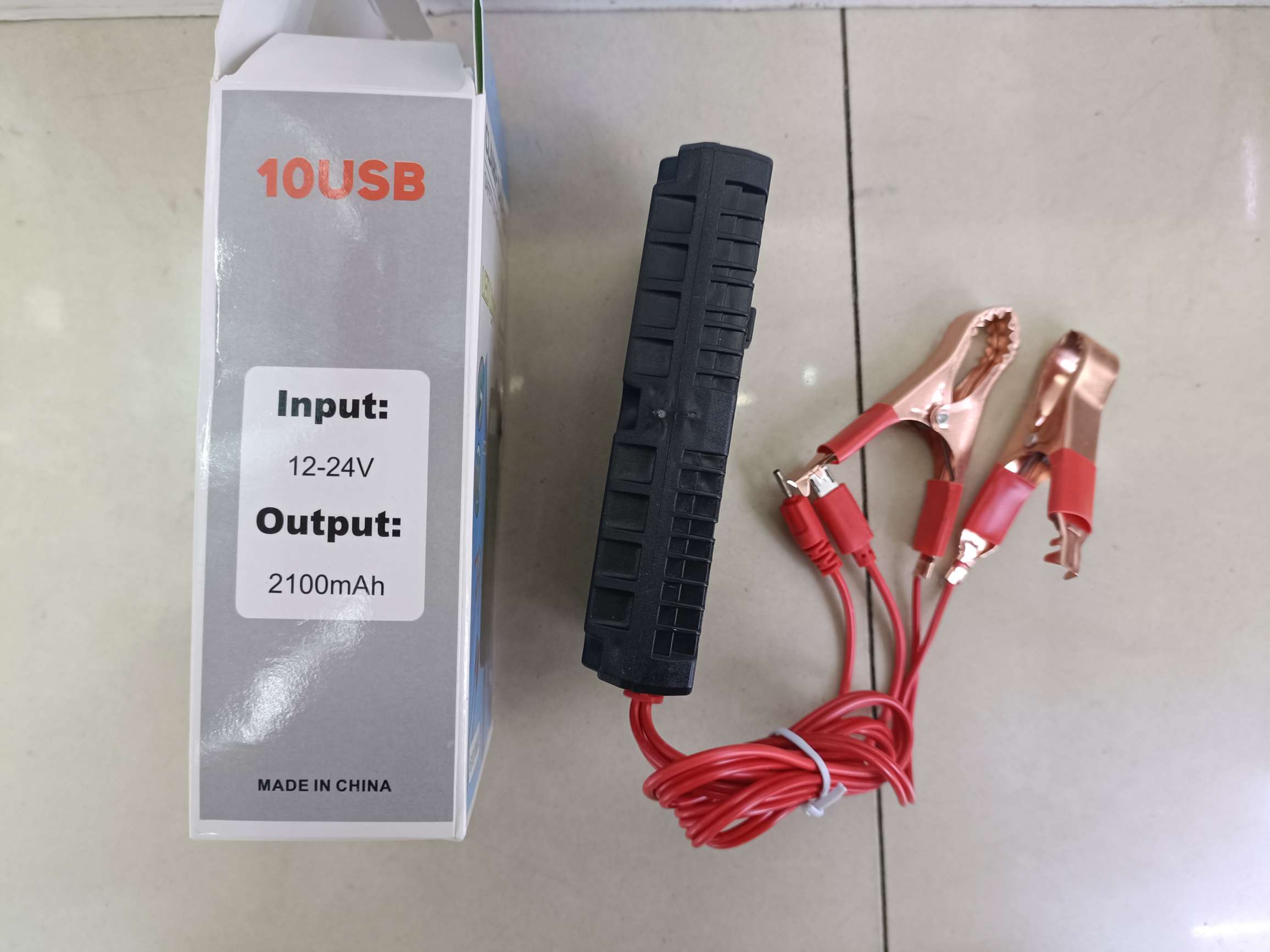 10USB with LED light double red clip one tow two-wire clip charger details Picture