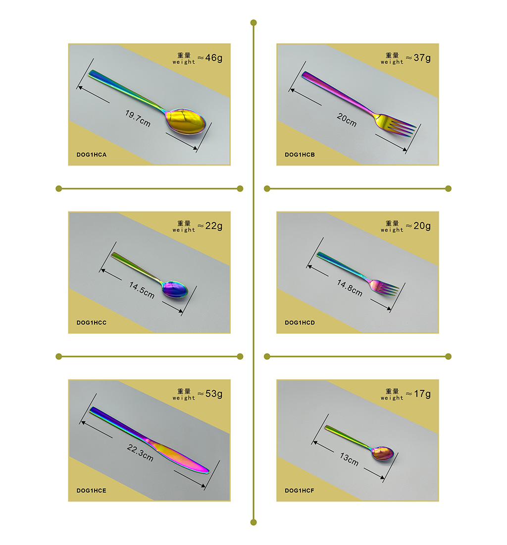 HONSEN鸿盛镀金喷砂不锈钢西餐具刀叉勺调羹汤匙厨卫用品DOG1HC详情12