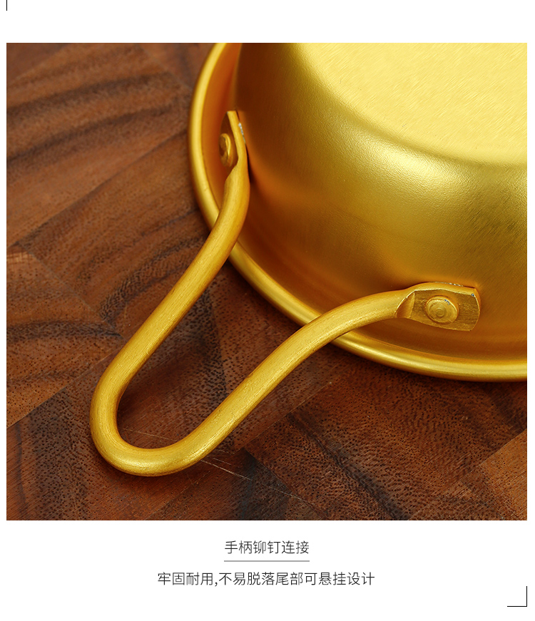 韩国料理店专用小黄碗带把手黄铝碗韩式米酒碗热凉酒碗韩剧同款 详情12