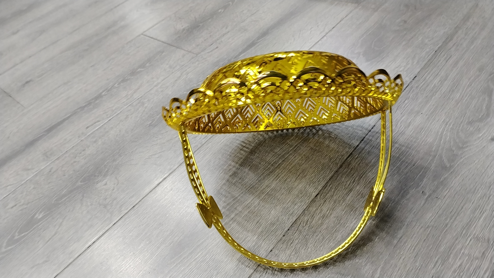 European Plated Gold Fruit Plate Decoration Home Decoration Fashion Hand Vegetables And Fruits Blue Round Bow Inlaid With Blue Item Picture