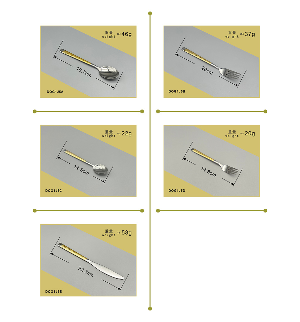 HONSEN鸿盛镀金喷砂不锈钢西餐具刀叉勺调羹汤匙厨卫用品DOG1J5详情14