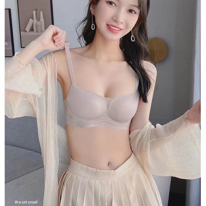 梦幻红粉无痕小胸显大无钢圈收副乳内衣防下垂薄款舒适文胸少女胸罩详情4