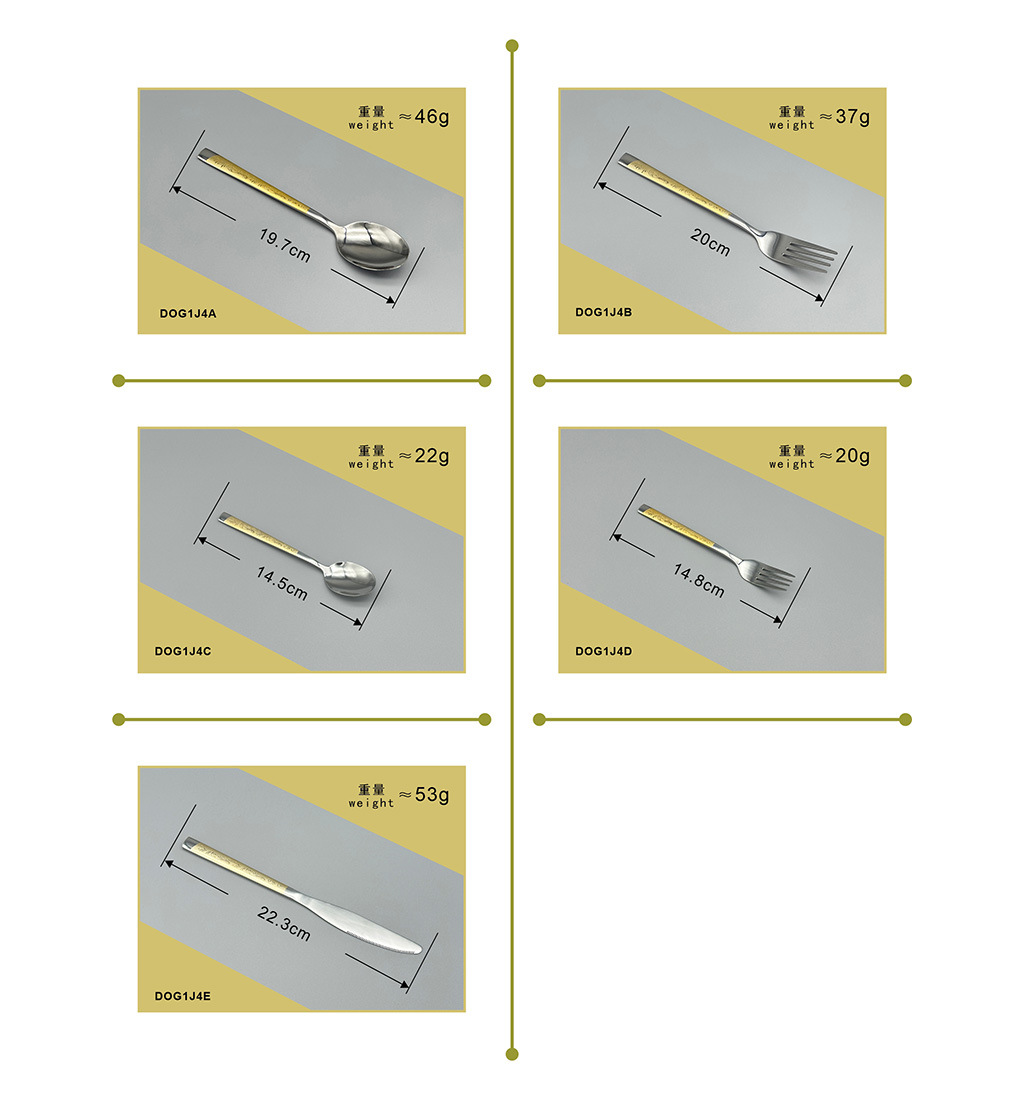 HONSEN鸿盛镀金喷砂不锈钢西餐具刀叉勺调羹汤匙厨卫用品DOG1J4详情14