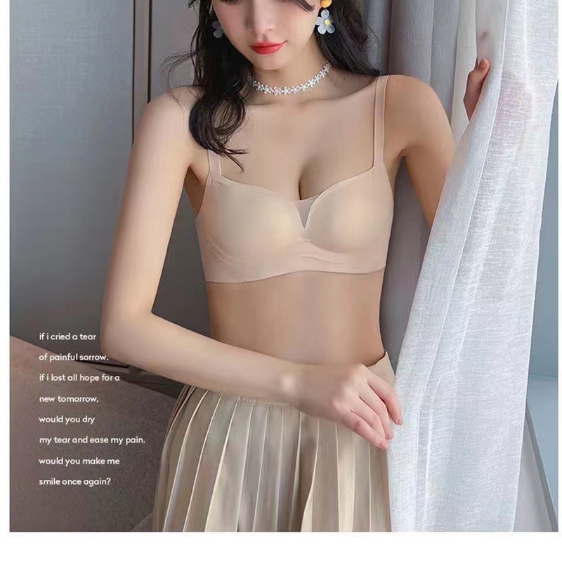 梦幻红粉无痕小胸显大无钢圈收副乳内衣防下垂薄款舒适文胸少女胸罩详情5