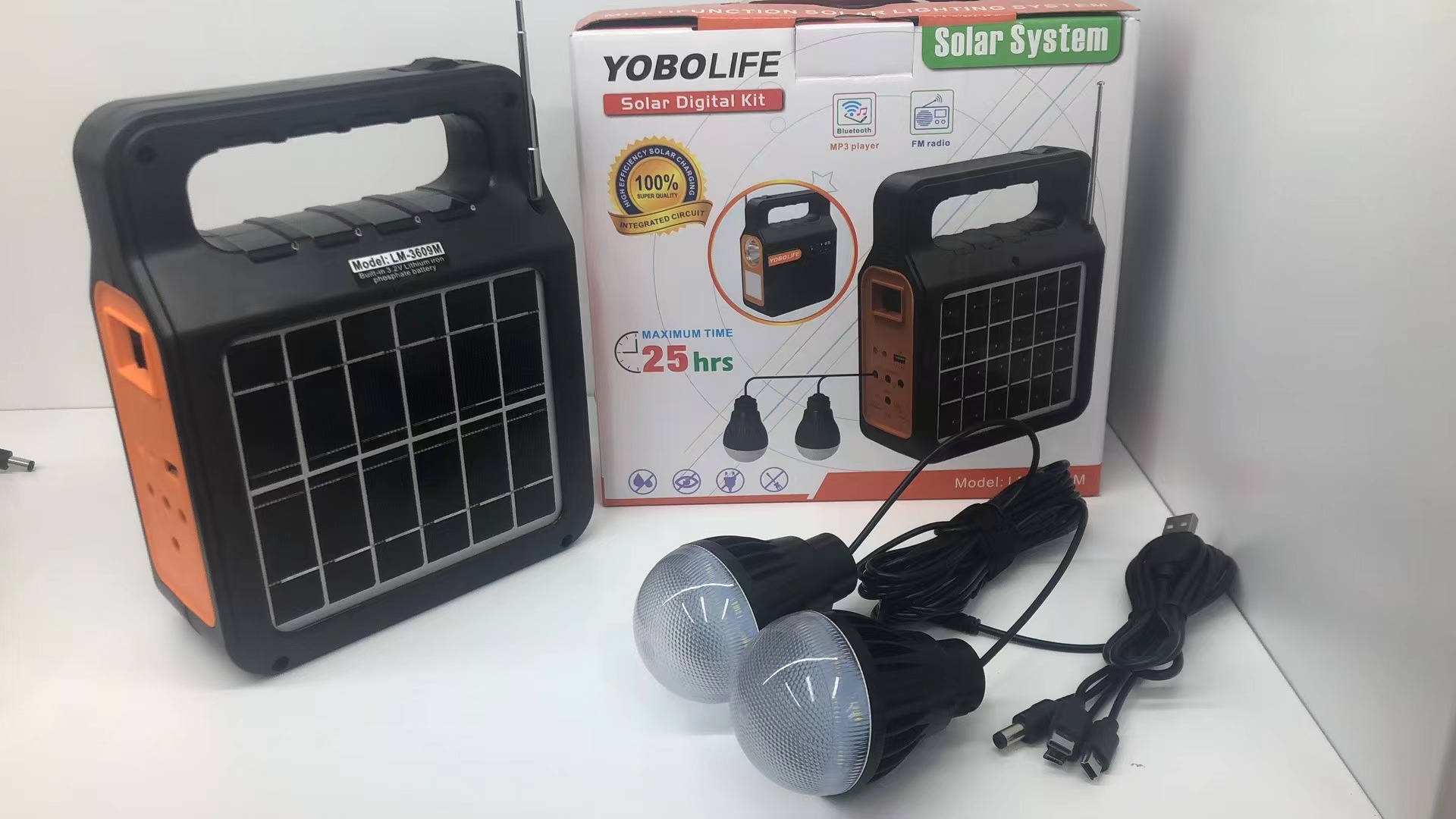 YOBOLIFE  LM-3609M太阳能照明音乐小系统。FM/蓝牙 USB充电详情1