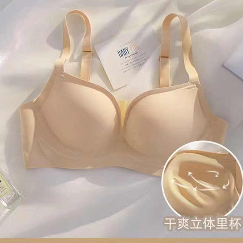 梦幻红粉无痕小胸显大无钢圈收副乳内衣防下垂薄款舒适文胸少女胸罩详情8