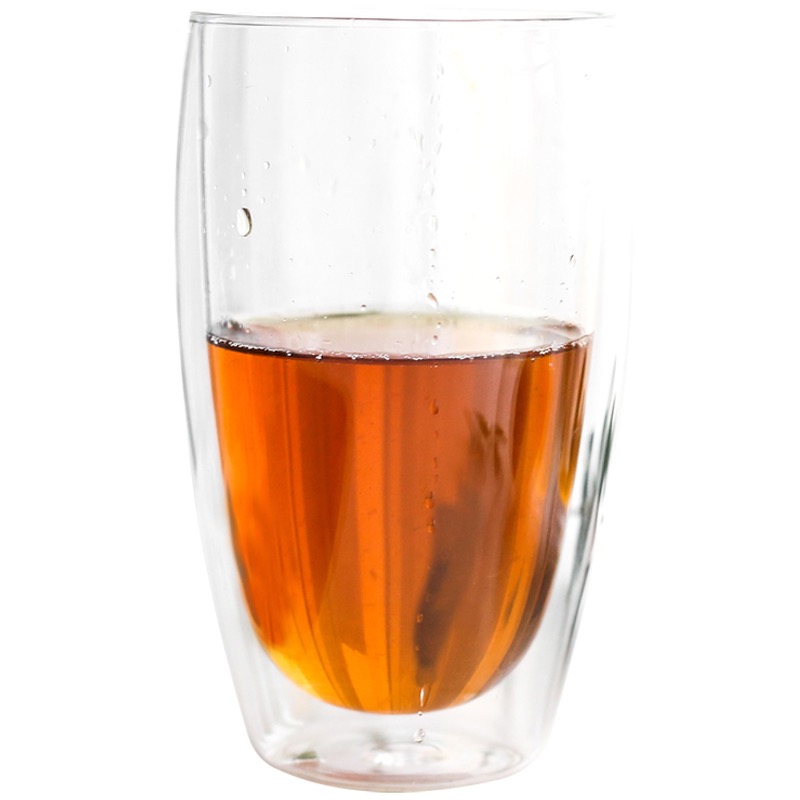 Double 450Ml Household Transparent Glass Flower Tea Cup Tea Cup Water Cup Milk Juice Creative Insulated Coffee Cup