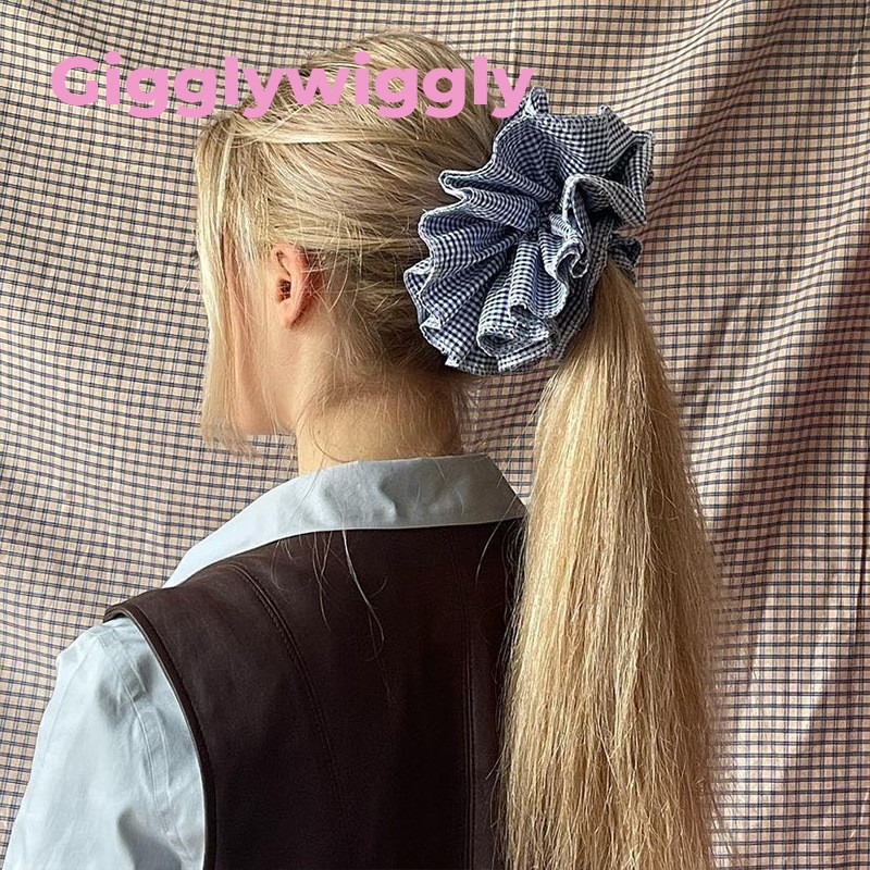 Beautiful Niche Design Double Plaid Lace Scrunchie Handmade Girl Ins Style Lace Oversized Bowel Scrunchie details Picture