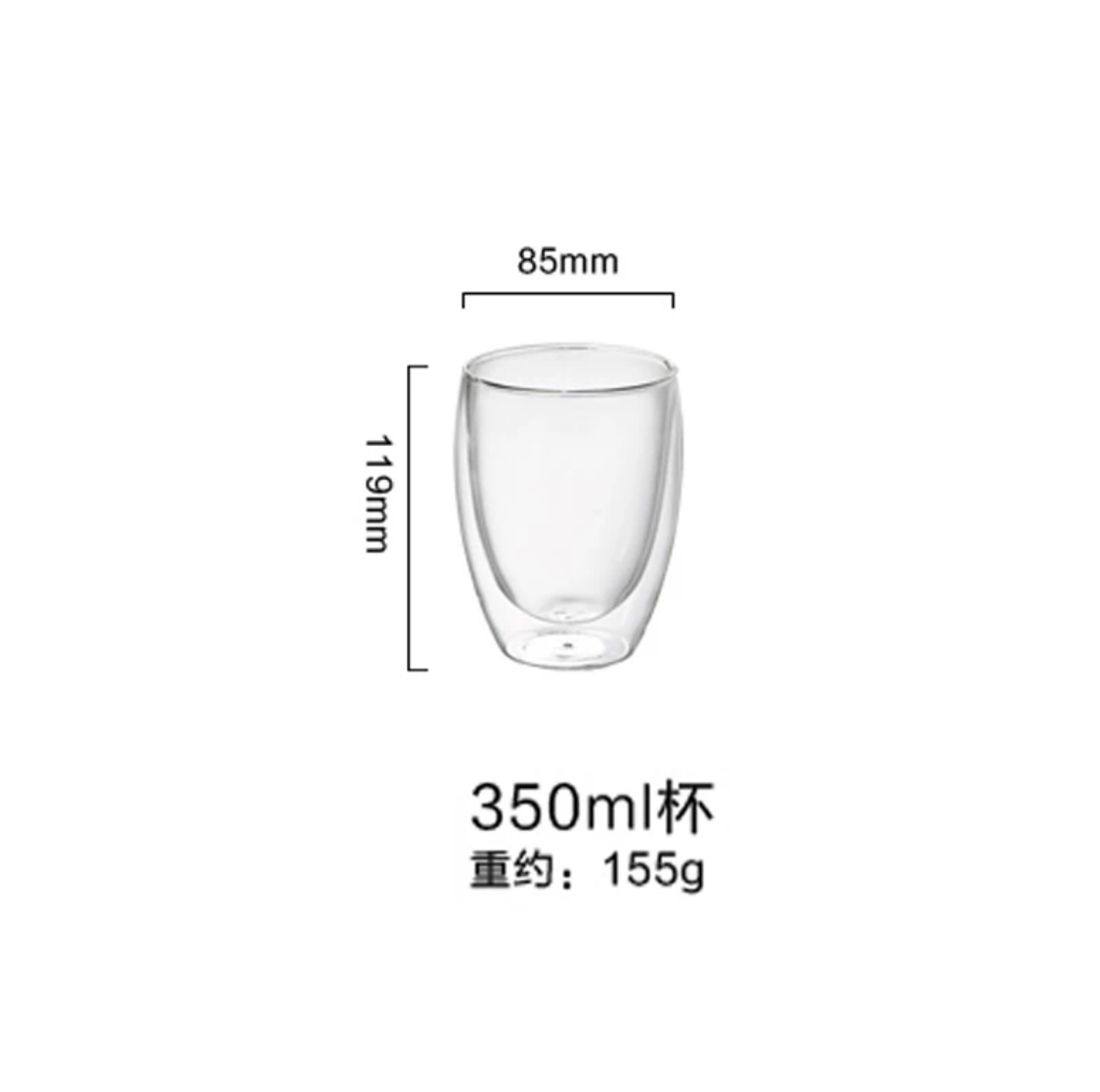 Double 350Ml Household Transparent Glass Flower Tea Cup Tea Cup Water Cup Milk Juice Creative Insulated Coffee Cup Specification drawing
