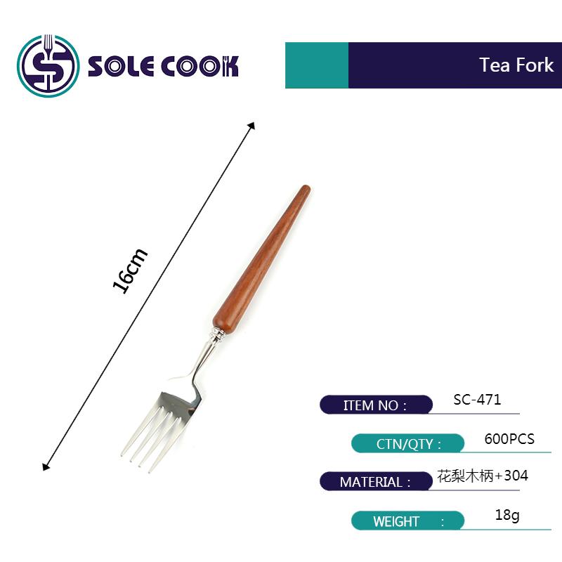 sole cook传统工艺精美古典花梨木柄尖尾牛排刀叉勺餐具 304不锈钢西餐具刀叉勺子套装详情5