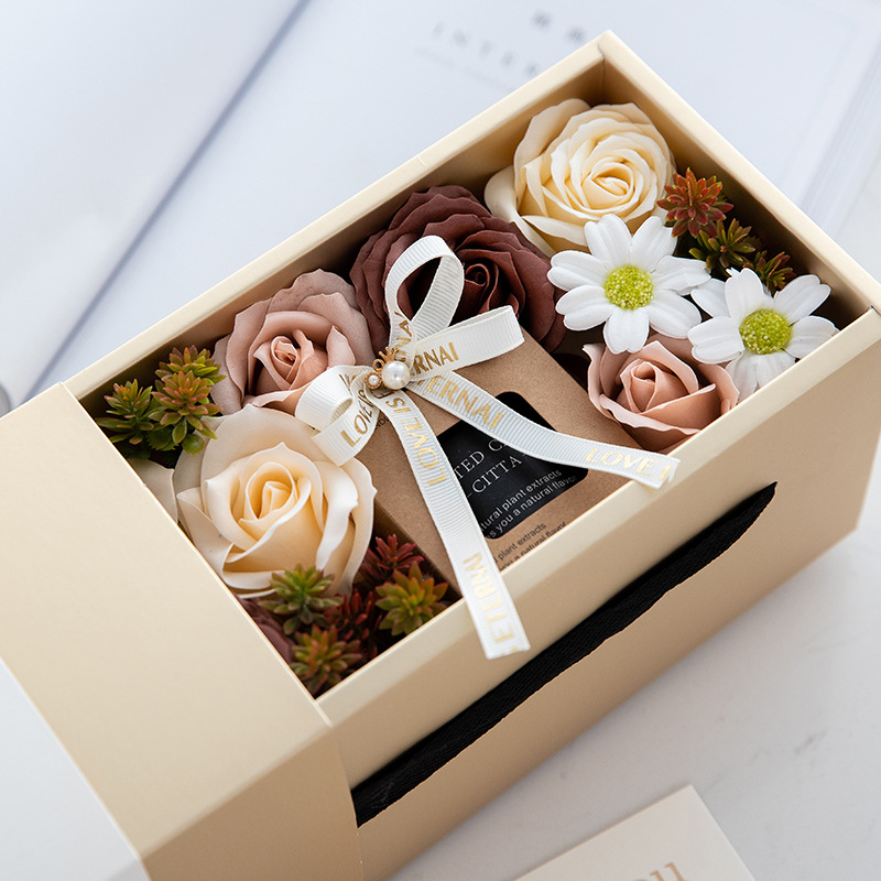 Eternal Life Flower Scented Candle Gift Box Valentine's Day Simulation Flower Gift Birthday Gift Soap Flower Dried Flower Fragrance Box Factory Direct Sales Specification drawing