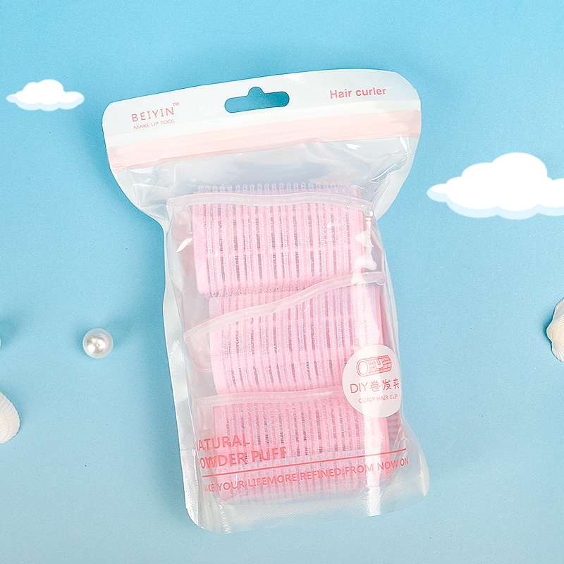 Home large hair roll in bag 3 set self-adhesive curling rollers Fixed Roll Lazy Fluffy Roll splay bangs ^