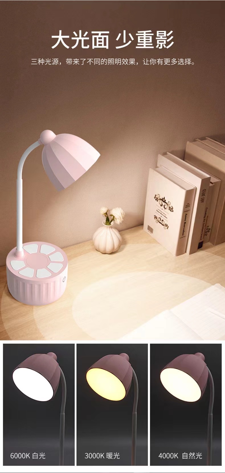 创意彩色花蕾护眼台灯USB插电学生LED学习阅读台灯儿童寝室床头灯详情2