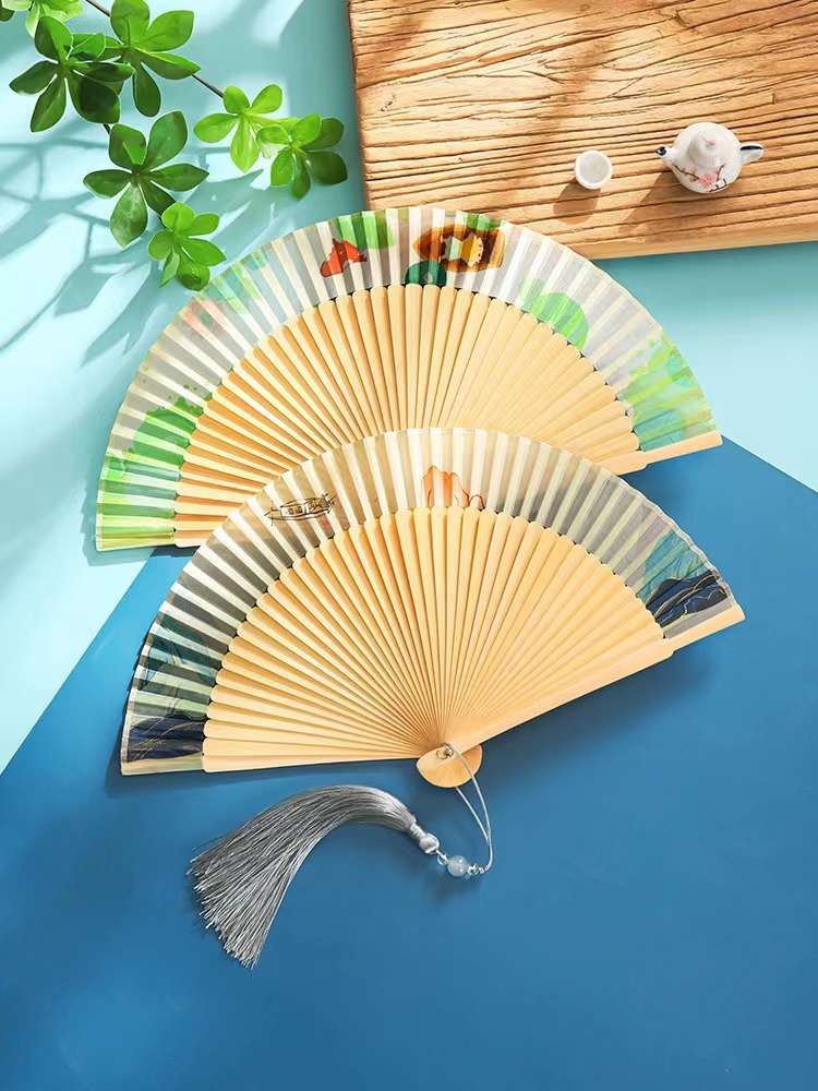 18 cm large row folding fan children's folding fan decorative folding fan portable folding fan ladies folding fan thumbnail