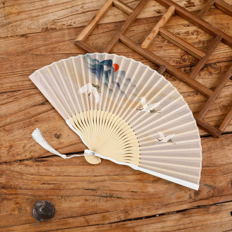 Ladies folding fan ancient style folding fan Chinese style folding fan summer gift students gift silk silk Hanfu craft fan dance fan thumbnail