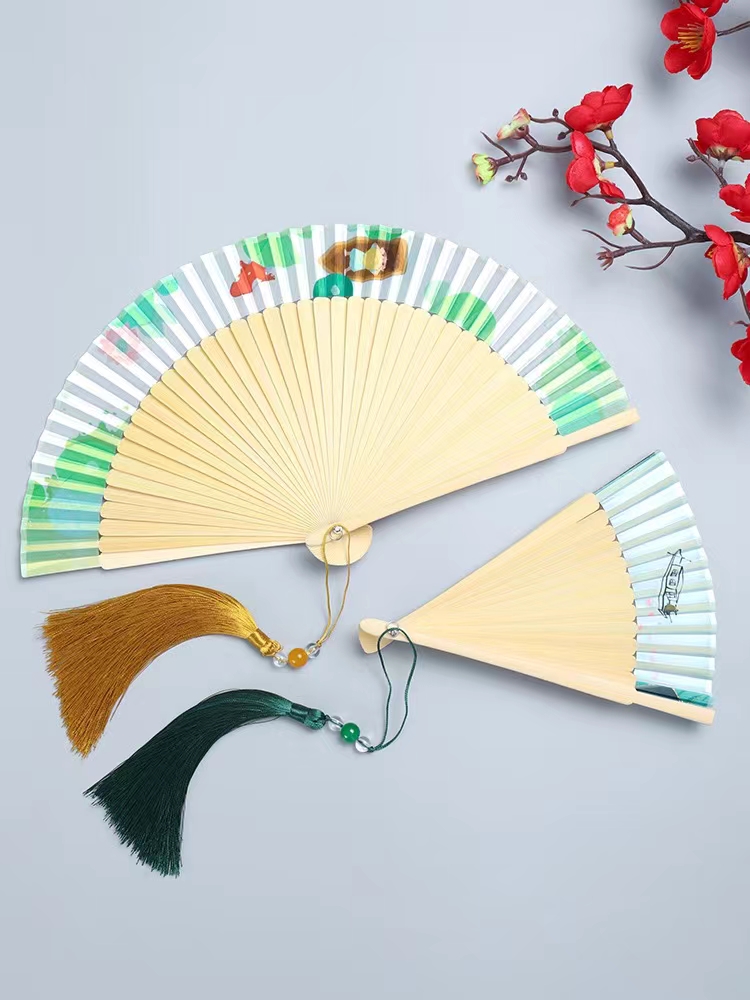 18Cm Large Row Folding Fans Children's Folding Fans Decorative Folding Fans Portable Folding Fans Women's Folding Fans details Picture