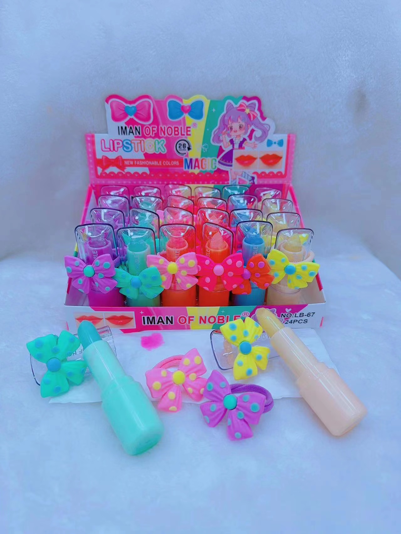 I MAN OF NOBLE Color changing lipstick small rubber band bow dual use moisturizing moisturizing