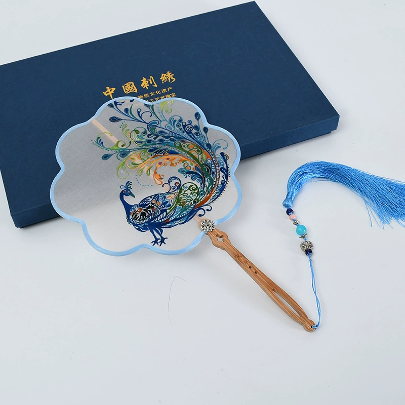 Hand-Embroidered Imperial Fan Ancient Style Embroidery Imperial Fan Silk Double-Sided Embroidery Color Wrapped Imperial Fan Classical Embroidered Imperial Fan Gift Set Hanfu Cheongsam With Imperial Fan Factory Direct Sales undefined