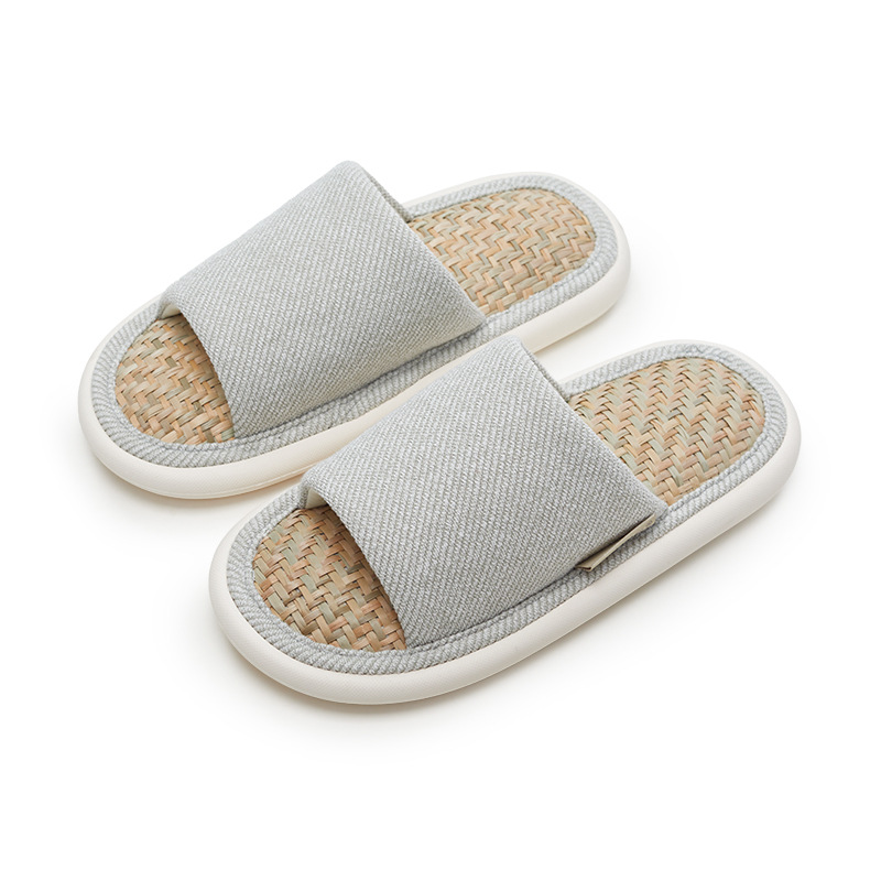 Fine Slippers For Men Spring And Autumn Linen Bedroom Wooden Floor Non-Slip Silent Slippers Bamboo Woven Sweat-Absorbent Cotton Linen Flip-Flops Couples Specification drawing