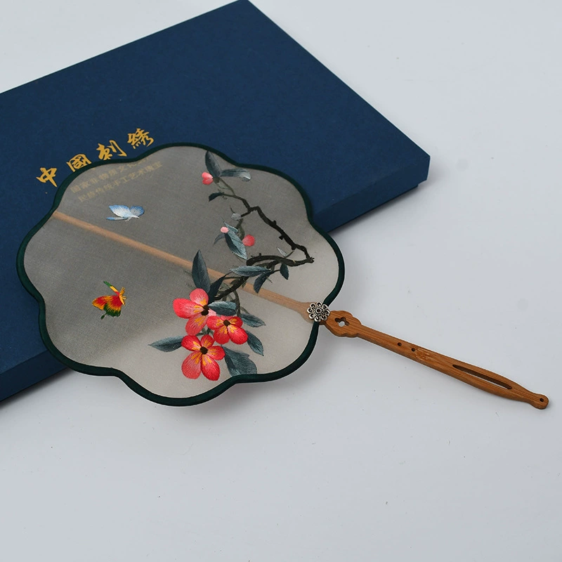 Hand-Embroidered Imperial Fan Ancient Style Embroidery Imperial Fan Silk Double-Sided Embroidery Color Wrapped Imperial Fan Classical Embroidered Imperial Fan Gift Set Hanfu Cheongsam With Imperial Fan Factory Direct Sales undefined