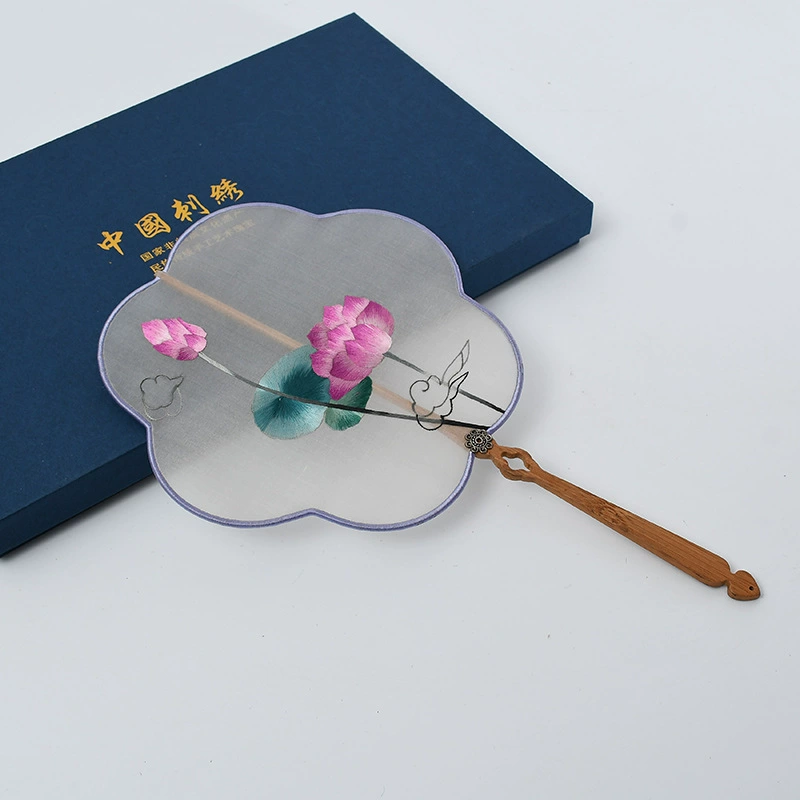 Hand-Embroidered Imperial Fan Ancient Style Embroidery Imperial Fan Silk Double-Sided Embroidery Color Wrapped Imperial Fan Classical Embroidered Imperial Fan Gift Set Hanfu Cheongsam With Imperial Fan Factory Direct Sales Item Picture
