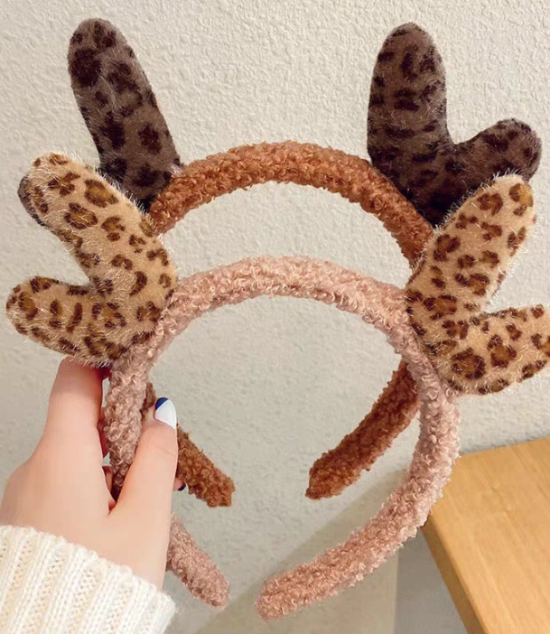 cute leopard-print antler head band