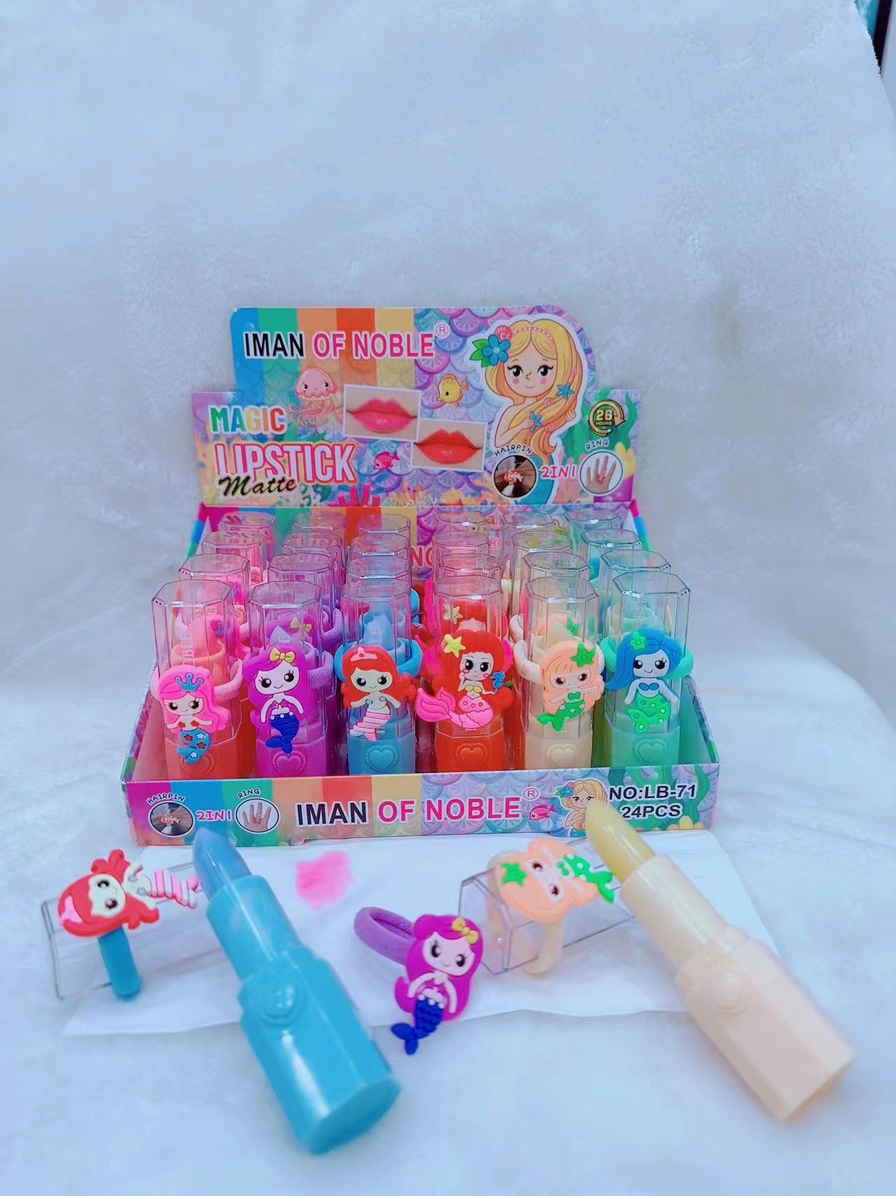 I MAN OF NOBLE Color Changing Lip Balm Moisturizing Mermaid Ring Small rubber band can be used for both purposes