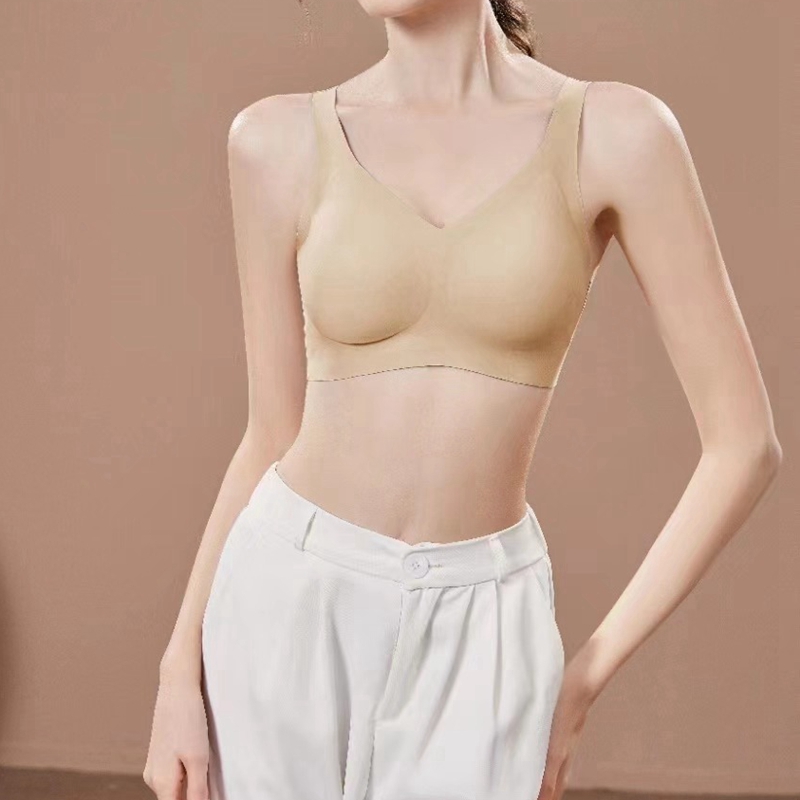 Dream pink seamless underwear naked feeling integrated seamless seamless wire fixed cup machine wash cup gathering