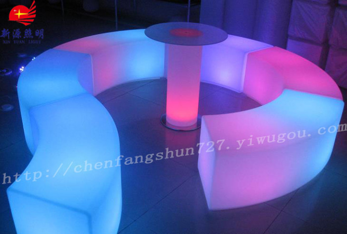 发光LED弧形拼接凳 酒吧户外时尚创意吧椅 发光七彩吧凳详情1