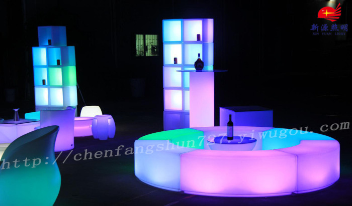 发光LED弧形拼接凳 酒吧户外时尚创意吧椅 发光七彩吧凳详情4