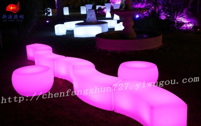 发光LED弧形拼接凳 酒吧户外时尚创意吧椅 发光七彩吧凳详情5