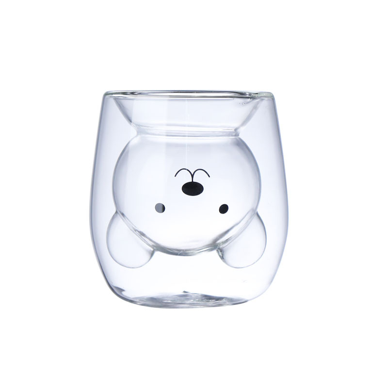 Bear Double Cup Glass Heat-Resistant Cute Creative Double Cup Cartoon Double Cup Water Cup
