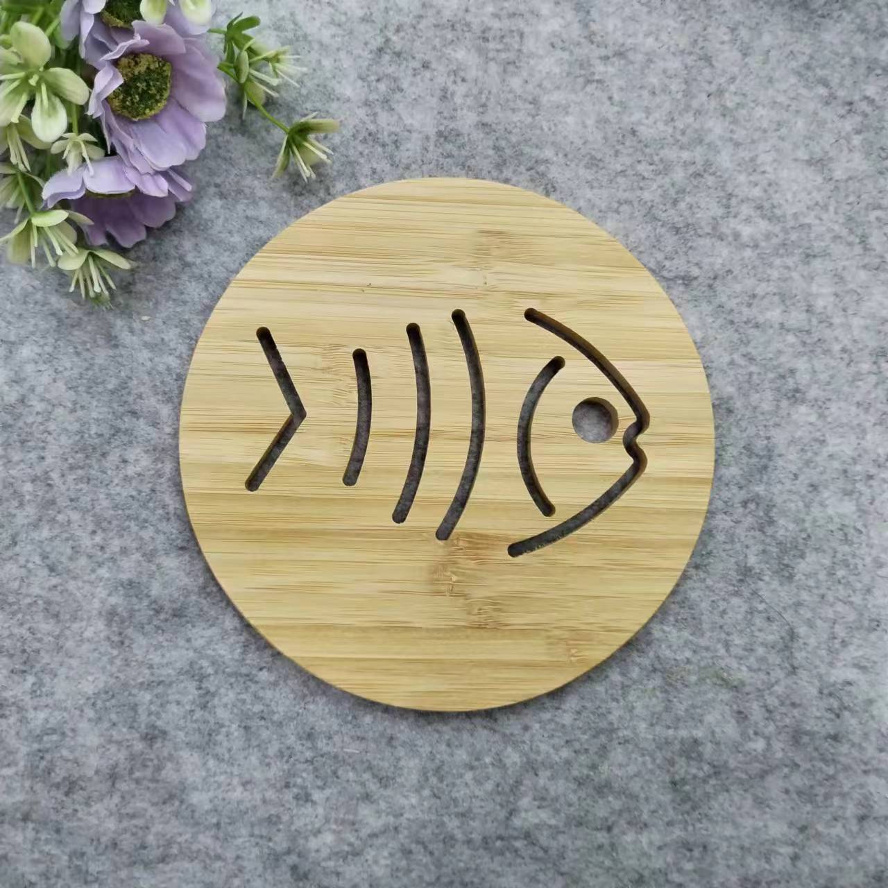 WSH-15 Side-pressed hollowed-out bamboo heat insulation mat, cooking mat, pot mat, cup mat, table plate mat, heat-resistant clay pot mat, soup bowl mat, heat-resistant cup mat pic 3