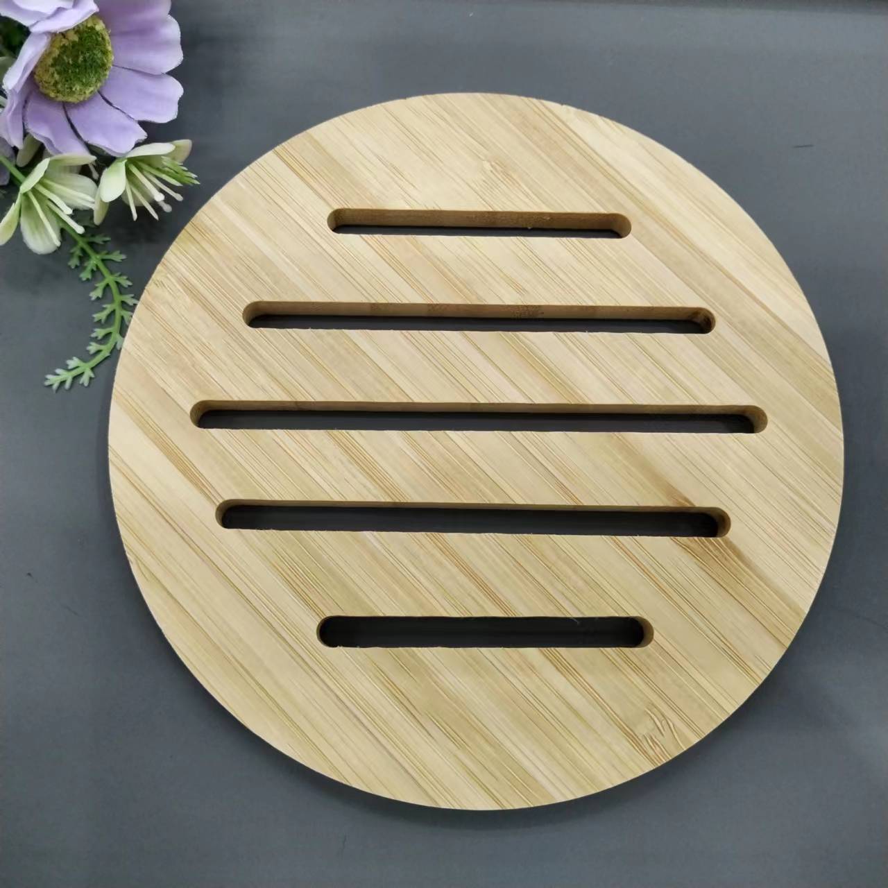 WSH-15 Side-pressed hollowed-out bamboo heat insulation mat, cooking mat, pot mat, cup mat, table plate mat, heat-resistant clay pot mat, soup bowl mat, heat-resistant cup mat pic 4