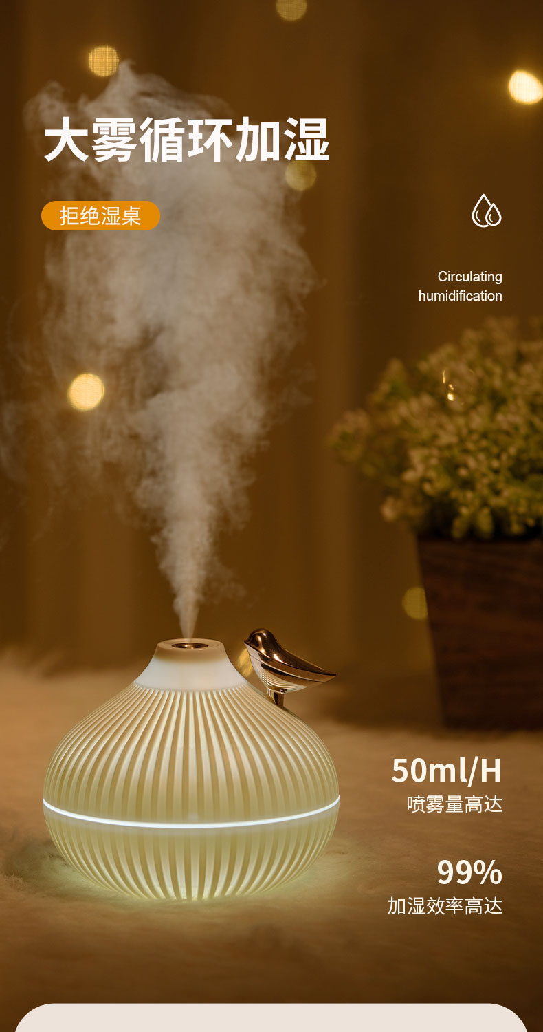 USB桌面小葱加湿器家用空气加湿器节能除湿润肤详情3