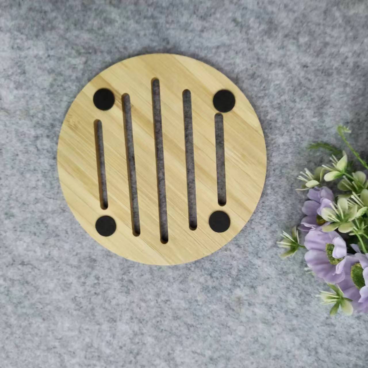 WSH-15 Side-pressed hollowed-out bamboo heat insulation mat, cooking mat, pot mat, cup mat, table plate mat, heat-resistant clay pot mat, soup bowl mat, heat-resistant cup mat pic 6