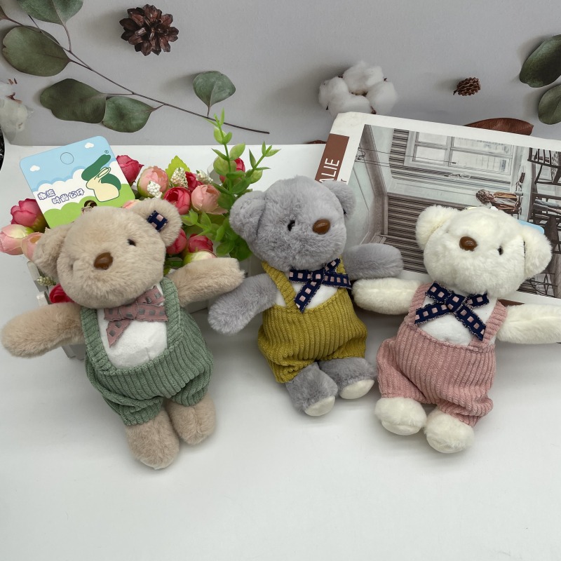 Cute cool bear plush doll keychain bear bag pendant boutique wedding shower doll with hand gift
