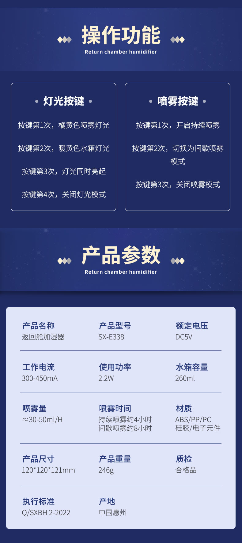 ：USB桌面空气加湿器加湿返舱家用静音节能便携式详情12
