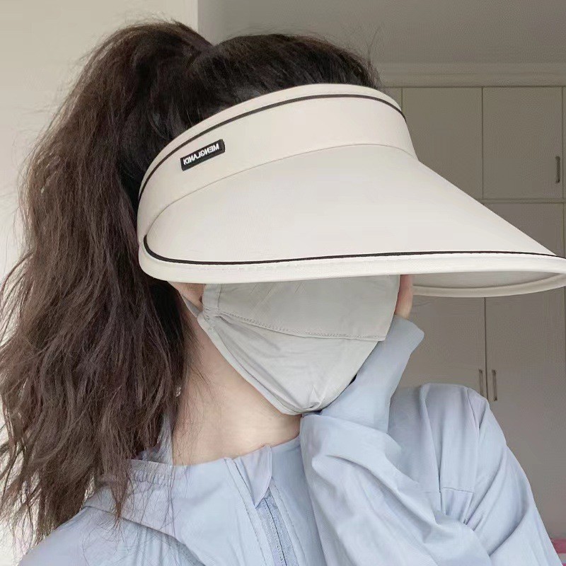 Summer New Women's Sunshade Hat Cycling Outdoor Travel Face Cover Sun Hat Fashion Headband Empty Top Hat Specification drawing