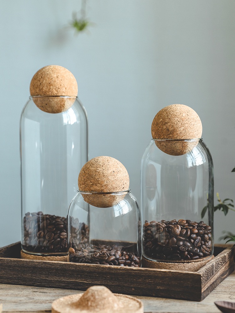 Add Home Coffee Can Sealed Jar Coffee Bean Storage Jar Corked Glass Bottle Storage Jar Multi-Grain Storage Jar 800Ml Specification drawing