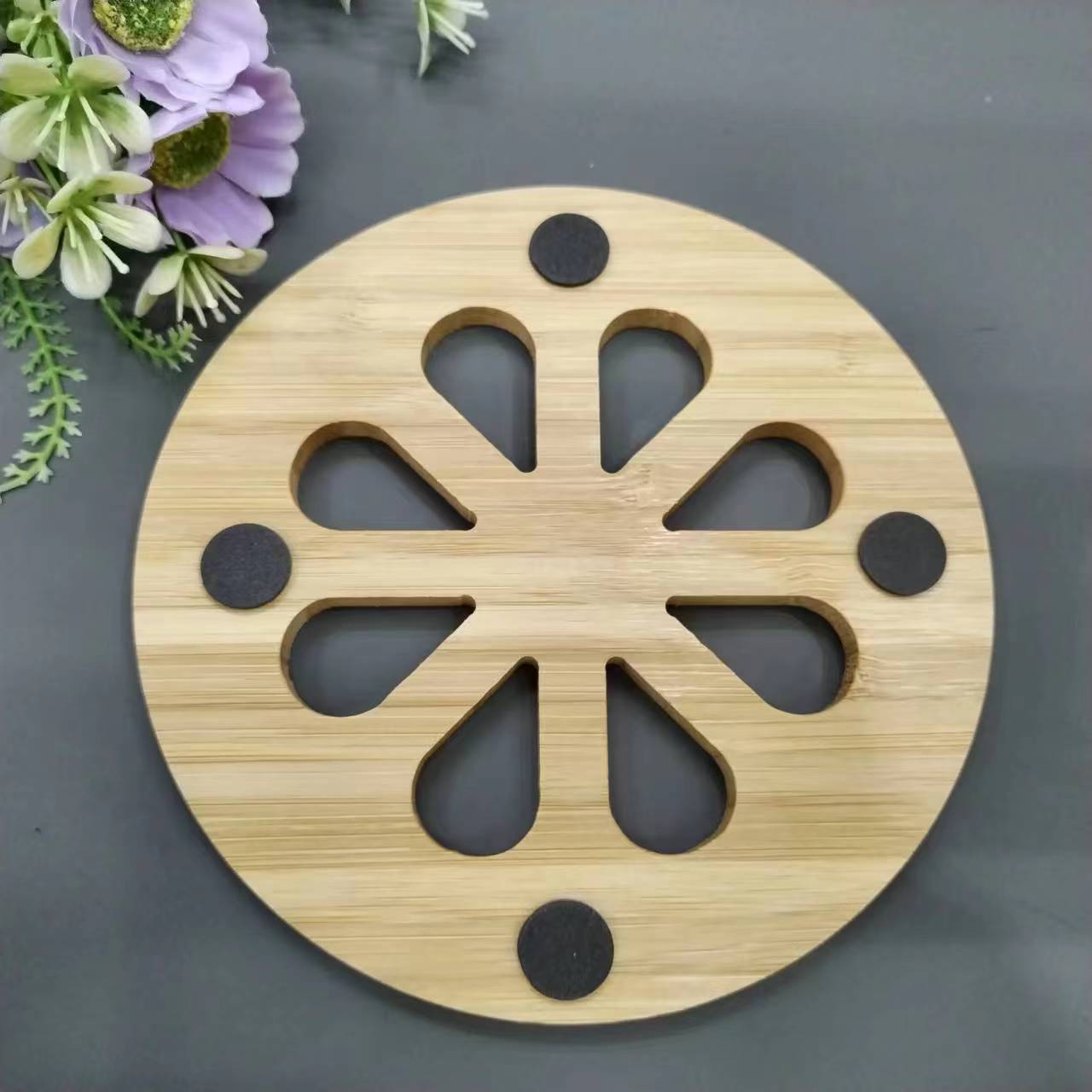 WSH-15 Side-pressed hollowed-out bamboo heat insulation mat, cooking mat, pot mat, cup mat, table plate mat, heat-resistant clay pot mat, soup bowl mat, heat-resistant cup mat pic 8