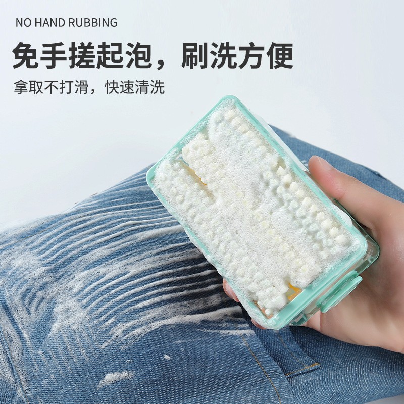 Convenient household soap with lid, draining and storage box, plastic hand-free laundry, multi-functional brush, soap foaming box details Picture
