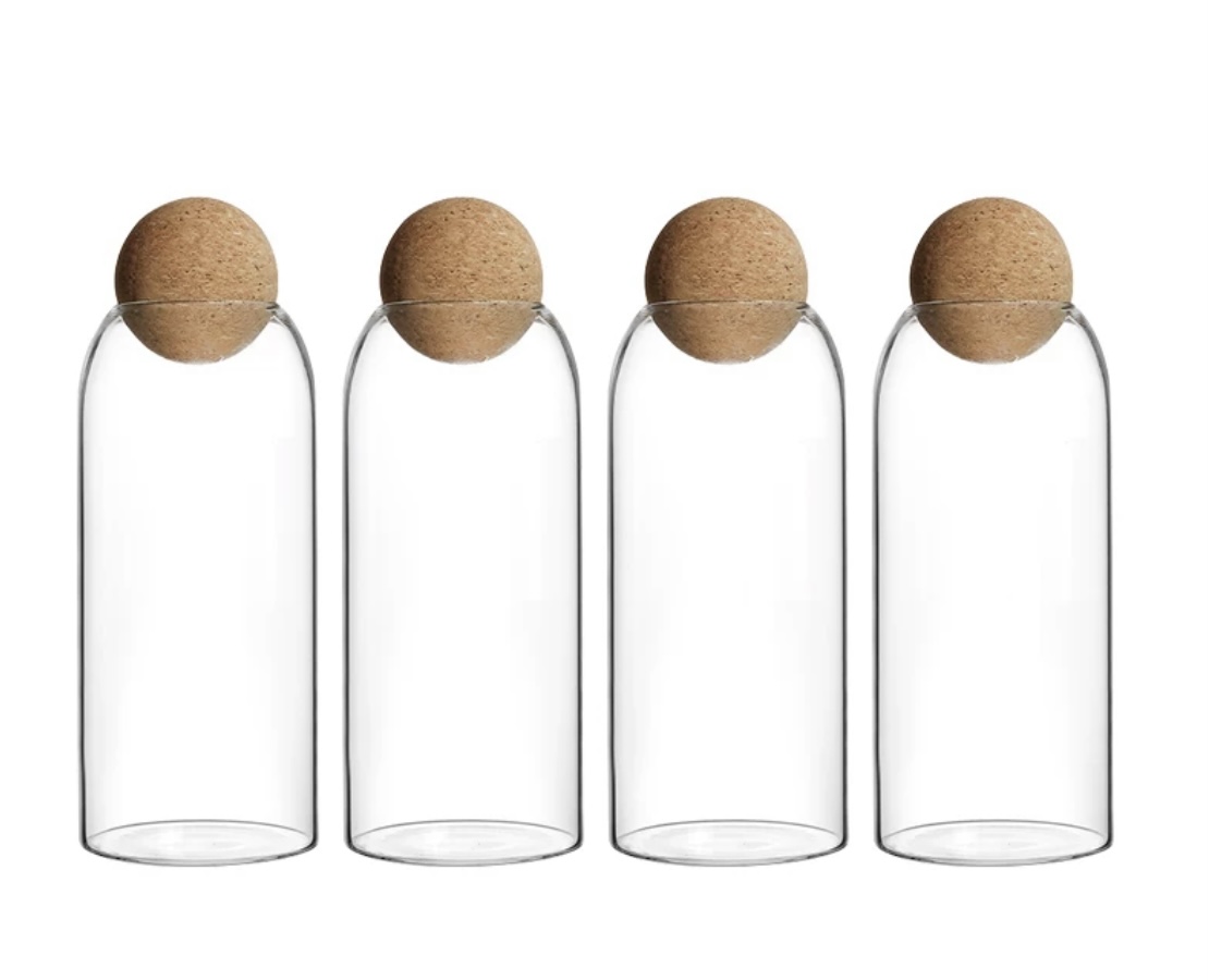 Coffee Can Seal Can Coffee Bean Storage Can Cork Glass Bottle Storage Can Multi-Grain Storage Can 1100Ml
