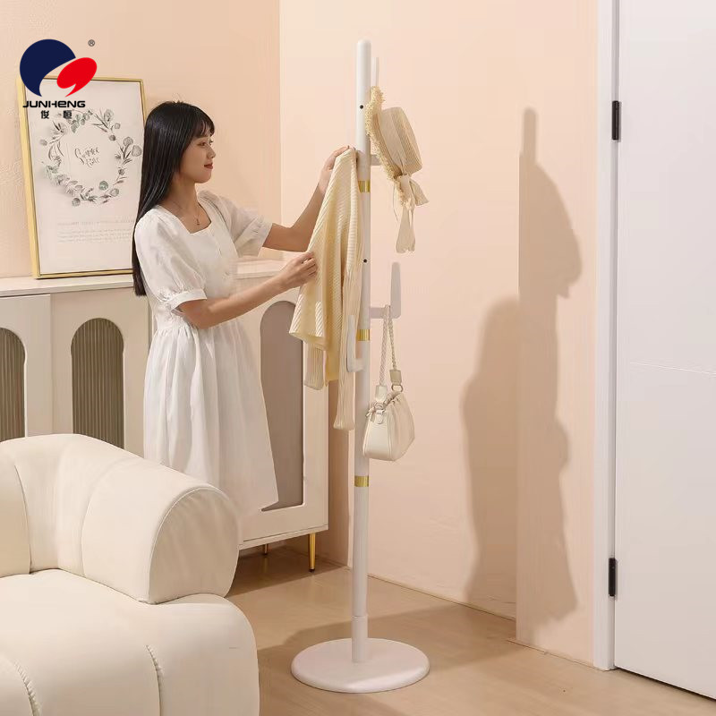 Hanger pole, bedroom hanging hanger, floor-standing solid wood coat rack, modern simple and multi-functional bag rack, clothes rack Specification image