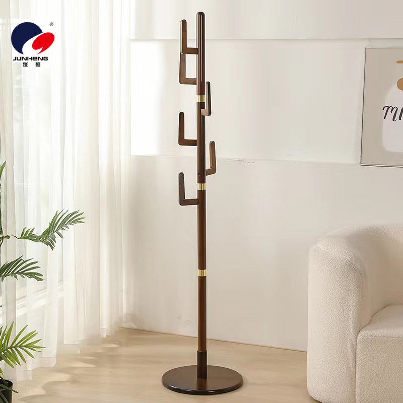 Hanger pole, bedroom hanging hanger, floor-standing solid wood coat rack, modern simple and multi-functional bag rack, clothes rack Item Picture