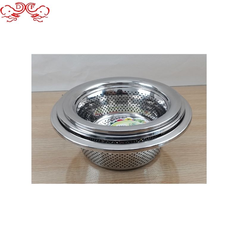 DF99009 Stainless steel rice washing sieve Thickened non-magnetic European-style rice sieve Wide edge multi-purpose rice sieve multi-functional dense hole water filter basket DF Trading House pic 5